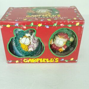 Garfield Arlene Cat Collectible Coffee Mug Cup Merry Kissmas Ornament Set 1996